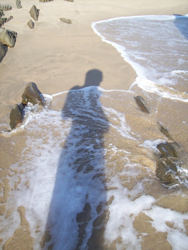 My shadow along the awesome Indian Ocean beach